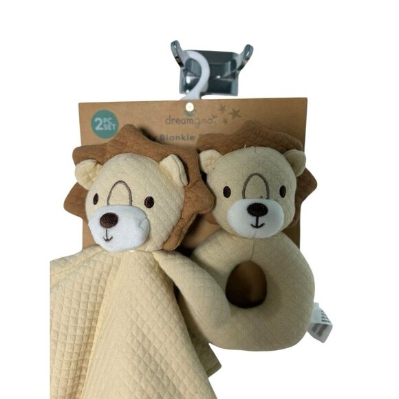 Dream Gro Tan Lion Security Blanket Baby Lovey Rattle Gift Set Unisex New - Picture 2 of 6